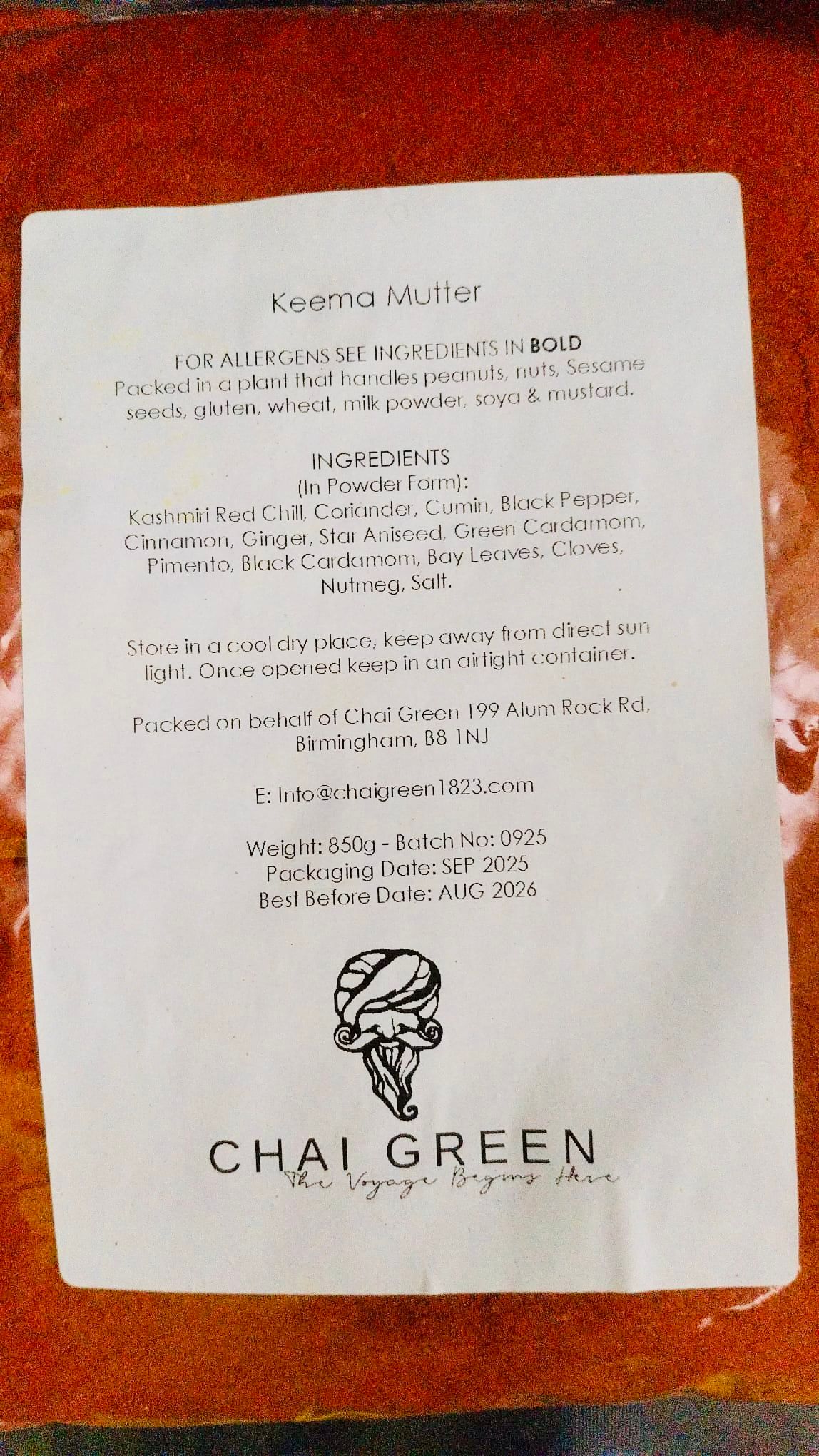 850G KEEMA MUTTER MASALA CHAI GREEN